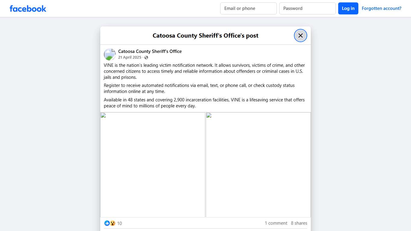 VINE is the nation’s... - Catoosa County Sheriff's Office | Facebook